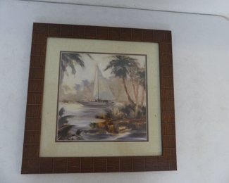 Matted/Framed "Palm Cove II (Crossing the Cove)" by Jeff Surret Print 