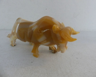 Rock Crystal Quartz Bull Statuette/Figurine