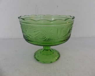Vintage E.O. Brody "Sandwich Tulip - Green" Compote