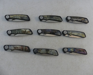 Frost Cutlery Complete Set of 9 American Wildlife Series Folding Knives