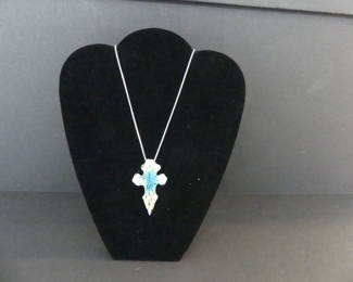 Art Glass Pendant on Stamped 925 Chain - 21" 4.4g