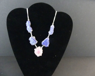 Solar Quartz Lobster Claw Clasp Necklace in Stamped 925 Setting - 22"