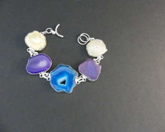 Solar Quartz Toggle Clasp Bracelet in Stamped 925 Setting - 7"