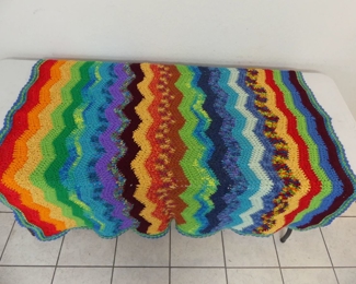 One-of-a-Kind Hand Crocheted Afghan - Multi-Color - 60" x 62"
