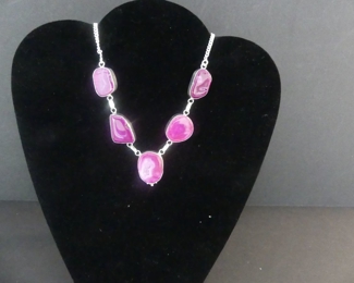 Druzy S Hook Necklace in Stamped 925 Setting - 20"