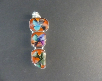 Art Glass Pendant in Stamped 925 Setting