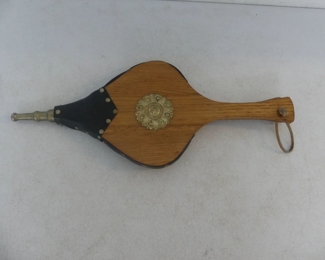 Vintage 1970s Wood & Leather Fireplace Bellows