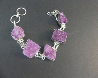 Druzy Toggle Clasp Bracelet in Stamped 925 Setting - 7"