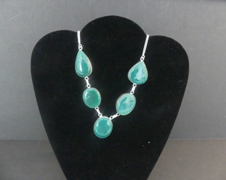Aventurite Lobster Claw Necklace in Stamped 925 Setting - 22"