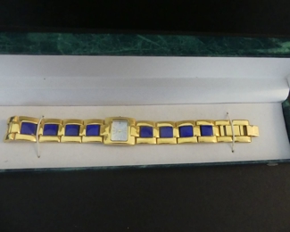 Suzanne Somers Collection Main Line Time Blue/Gold Lady's Watch in Box