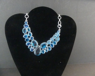Aquamarine Toggle Clasp Necklace - 19"