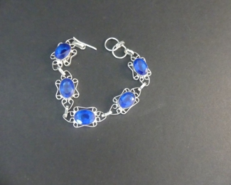 Sapphire Toggle Clasp Bracelet in Stamped 925 Setting - 7½"