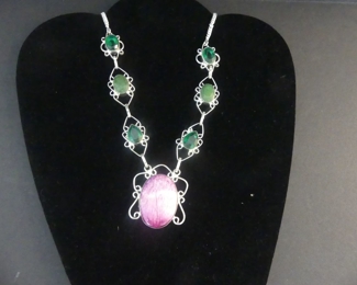 Multi-Stone Lobster Claw Clasp Necklace - 21"