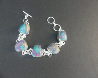 Mojave Turquoise Toggle Clasp Bracelet in Stamped 925 Setting - 7"