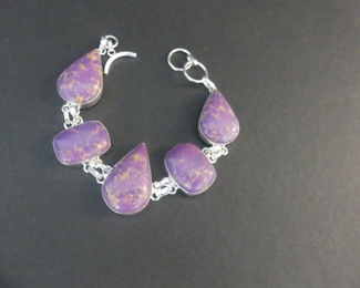 Navajo Purple Dream Mojave Toggle Clasp Bracelet in Stamped 925 Setting - 8½"