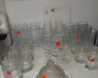 Glasses & Butter/Cheese Plate with Cover