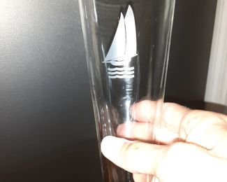 Beer Steins, Etched Boat Design