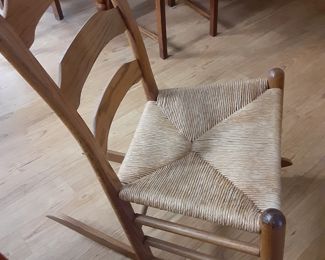 Small Scale Wooden Rocker with Rush Seat