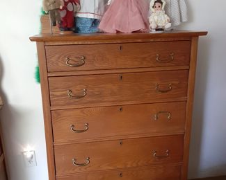 Oak Chest of Drawers, on Casters