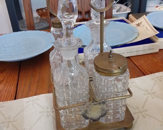 Antique Cruet Set in Holder