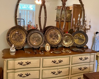 French Provintial dresser and decor with large framed mirror