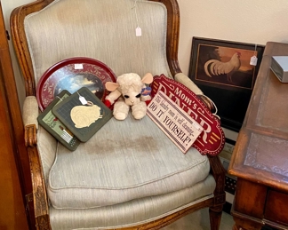 Vintage chair and misc signs