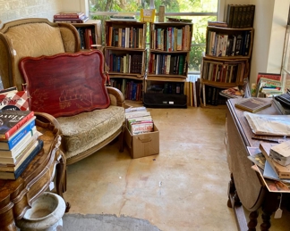 Books, cookbooks, and magazines, drop leaf barley twist table