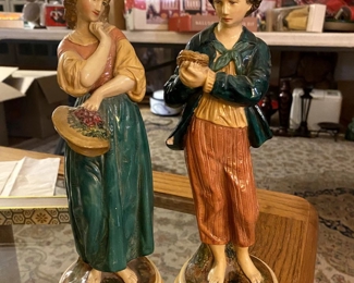 Vintage Borghese Chalkware Italian Boy and Girl
