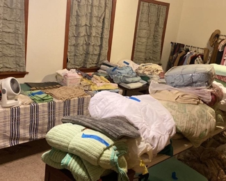 Vintage linen napkins, placemats.  Hand-crochet afghans