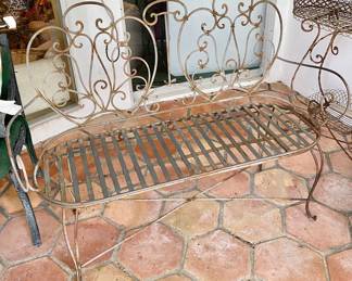 French Rod Iron Garden Bench (2)