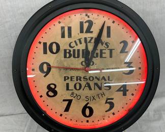 CITIZENS BUDGET NEON CLOCK 