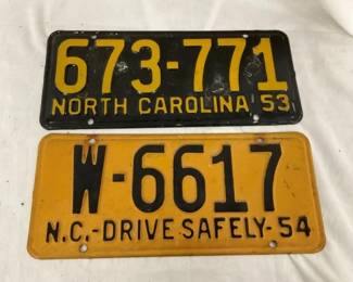1953,54 NC LIC. TAGS