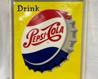 DRINK PEPSI SIGN W/ CAP 27X31