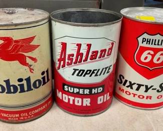 MOBILOIL, ASHLAND, PHILLIPS 66 CANS
