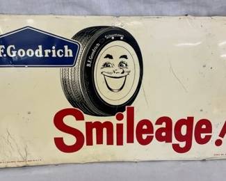 1958 BF GOODRICH SMILEAGE SIGN 28X14