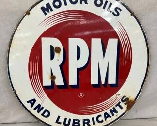 28IN PORC. DS RPM MOTOR OIL SIGN