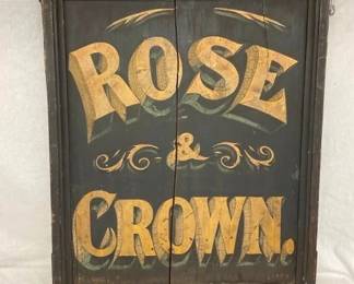 1809 HAND PAINTED ROSE & CROWN SIGN