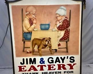 JIM & GAYS EATERY CAN LIGHTUP SIGN