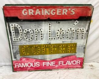 DON LEON COFFEE SIGN W/ CAT EYES 48X42