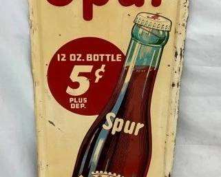 VERTICAL EMB. SPUR SIGN W/ BOTTLE