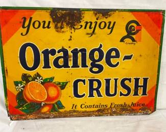 EMB. ORANGE CRUSH SIGN 28X19