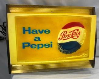 EMB. LIGHTUP PEPSI COLA SIGN