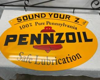 PENNZOIL SWINGER SIGN W/ BRACKET 31X21