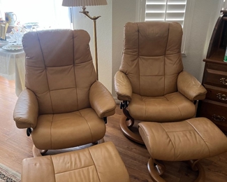 Mid Century Modern Leather Recliner Chairs/ Made in Norway