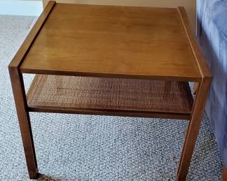 Edward Wormley Dunbar side table with cane shelf