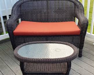 Resin Wicker Loveseat and Table