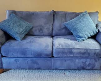 Blue suede-like sleep sofa w/ air pump
