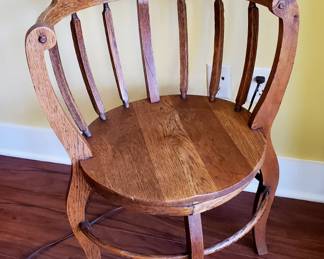 Antique Oak Round Barrel Back Chair