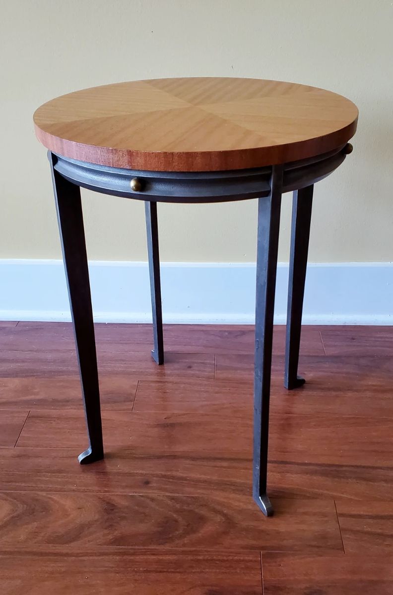 Signed Metal and Wood Table
