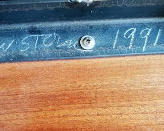 Hand Crafted Signed Metal and Wood Table - Signed W Stone 1991 (?)